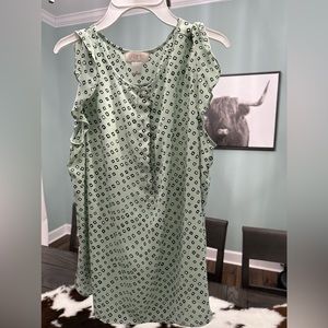 LOFT!! Sage green with navy squares!